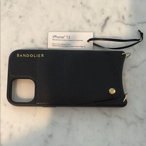 Bandolier Black Leather Crossbody Phone Case